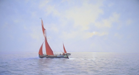 Thames barge in a blow