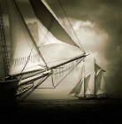 Michael Kahn brings an element of abstraction to the windjammer exhibit at Penobscot Marine Museum