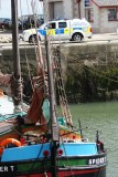 TheSpider T in Anstrutherwith a Royal NavyBomb Disposal van on the harbour side
