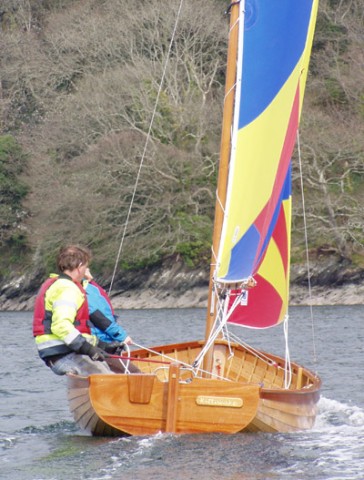 Marcus Lewis Fowey River class dinghy no 63 launch