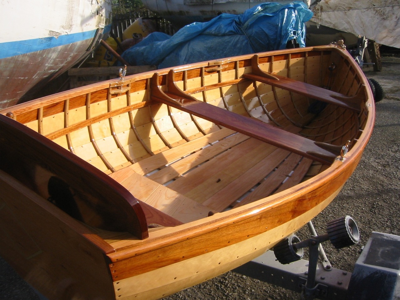 Fowey boat builder Marcus Lewis has this newly built 11ft clinker 